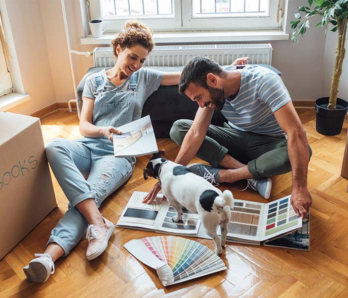 couple with dog